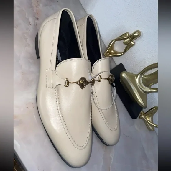 Kurt Geiger London Ali Loafers Cream Leather Embellished Eagle New   Size 45 Kurt Geiger London Ali Loafers Cream Leather Embellished  main image 3